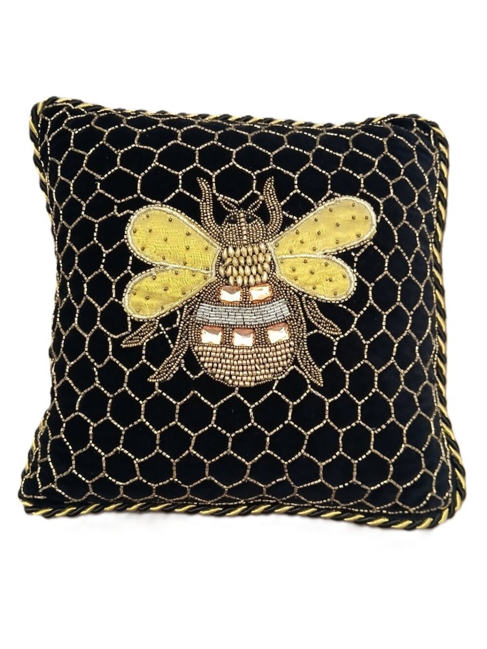 MacKenzie-Childs Queen Bee Velvet Beaded Accent Pillow